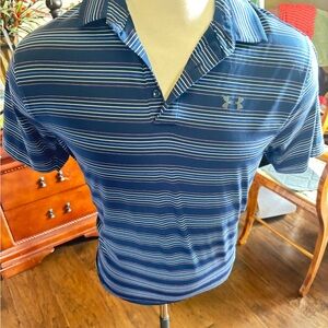 Under Armour Men's Navy and White Striped Polo